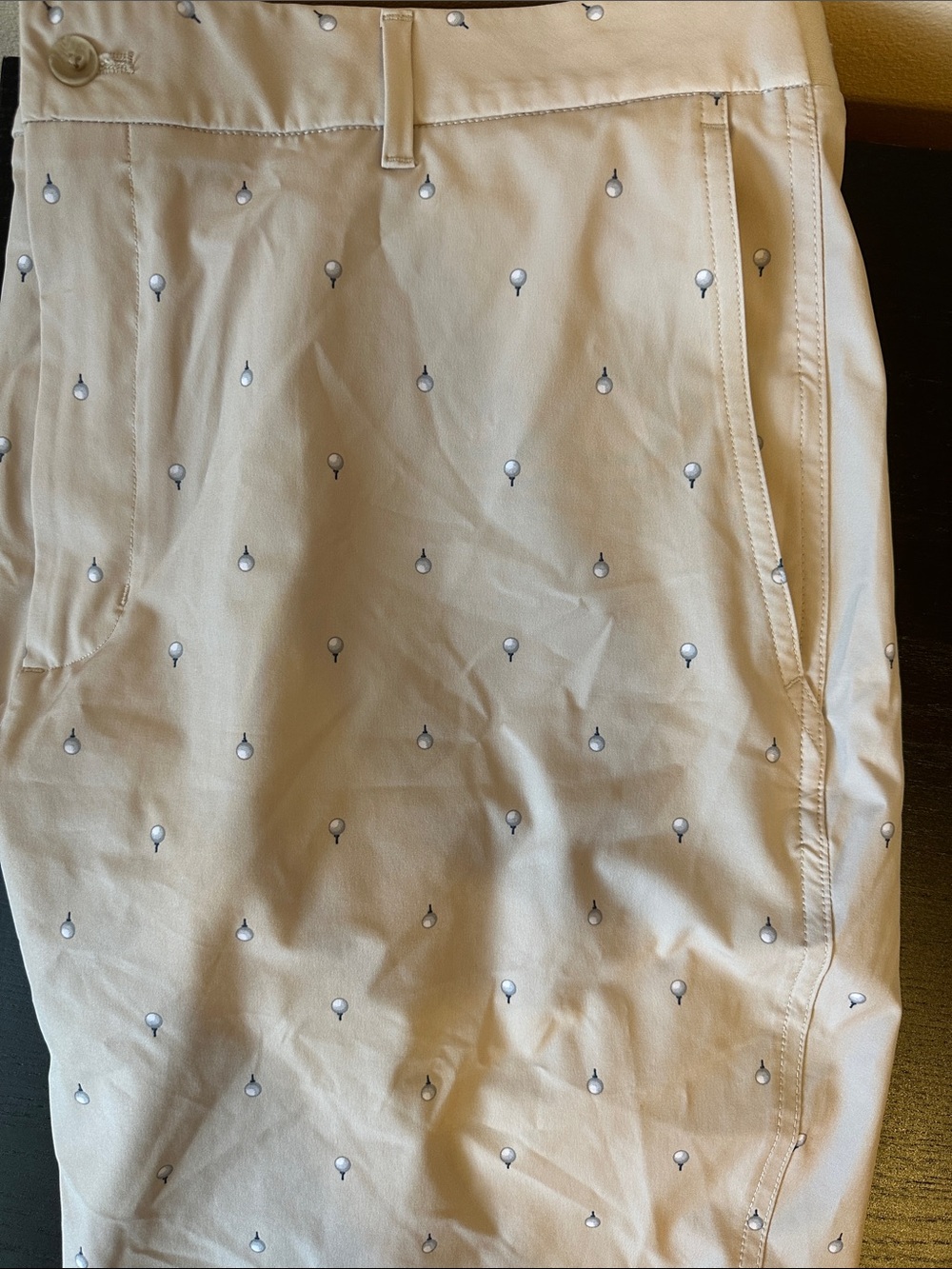 Walter Hagen Tan Chino Pants with Small White Printed Golf Balls - Picture 5 of 5